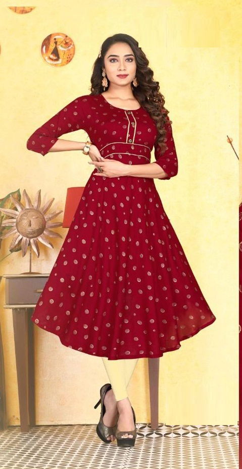 Beauty Queen Popular 2 Casual Daily Wear Rayon Printed  Anarkali Kurti Collection